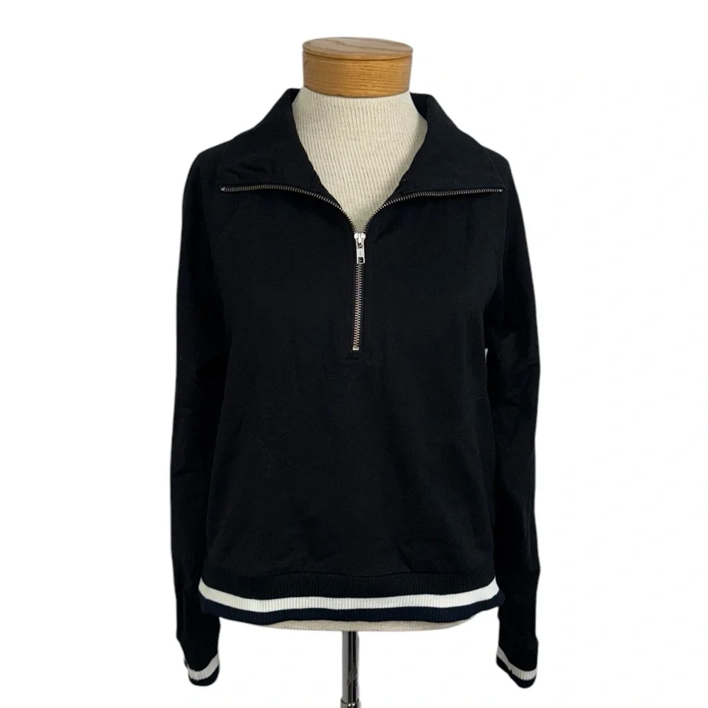 J. Crew Women’s Half Zip Sweater Black Crop Small